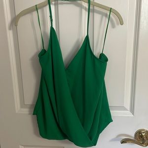 Kelly green halter flowy slinky top size medium